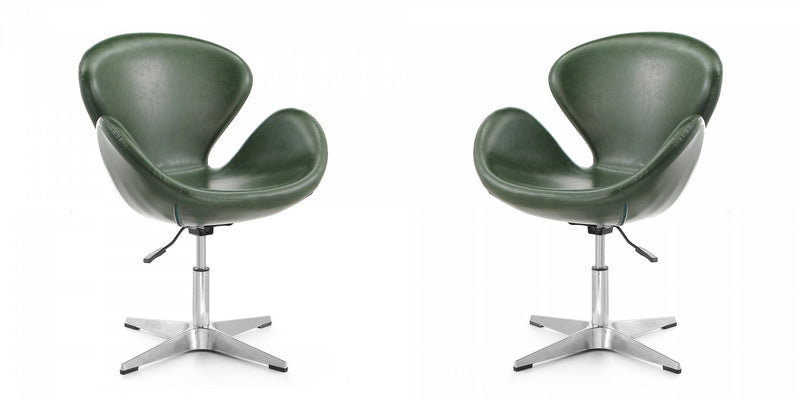 Raspberry Modern Upholstered Swivel Lounge Chair in Forest Green - Set of 2 Accent Chair 
