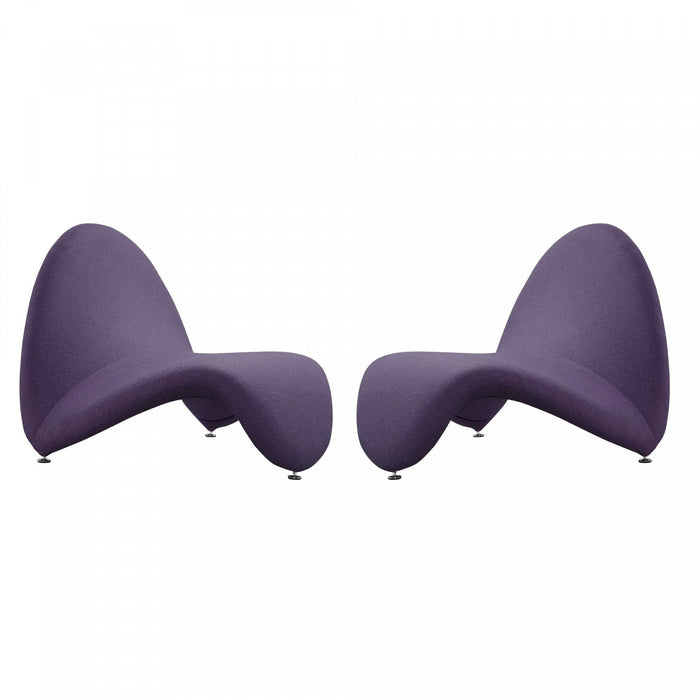 MoMa Modern Wool Blend Accent Chair in Purple - Set of 2 