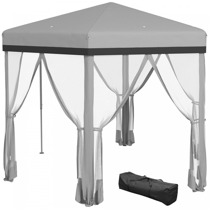 Outsunny 12x12 Pop Up Canopy Tent, Hexagon Gazebo With Mosquito Netting, Carry Bag, Stakes, Ropes, H