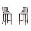 Fifth Avenue Traditional Wood Upholstered Barstool in Light Gray - Set of 2 