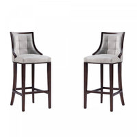 Fifth Avenue Traditional Wood Upholstered Barstool in Light Gray - Set of 2