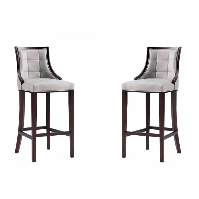 Fifth Avenue Traditional Wood Upholstered Barstool in Light Gray - Set of 2 