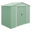 Outsunny 7' X 4' X 6' Garden Storage Shed Outdoor Patio Yard Metal Tool Storage House W/ Steel Foundation Kit And Double Doors, Light Green