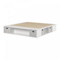 Flexible Storage Platform Bed With Baskets - Pure White 