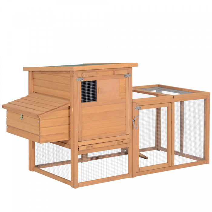 Pawhut 2-tier Chicken Coop Wooden Hen House Rabbit Hutch Poultry Cage Pen Outdoor Backyard With Run 