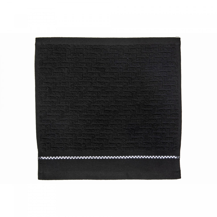 Luxury Stitch Wash Cloth 12 x 12 Black - Set of 6 Towels
