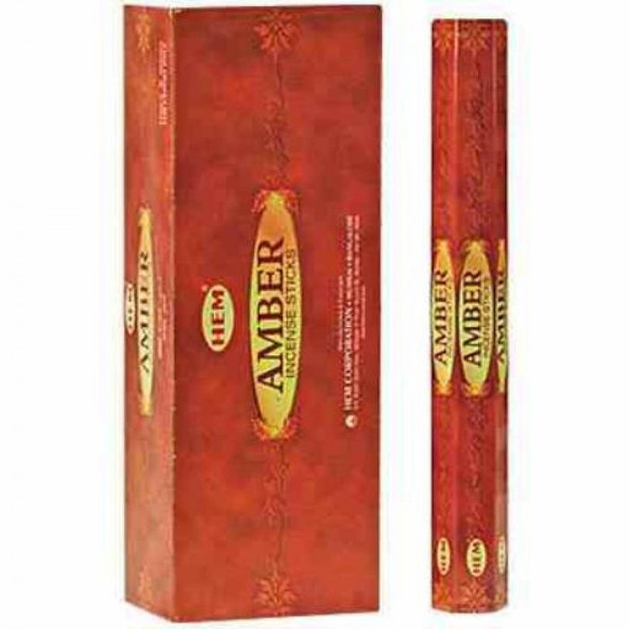 Hem Incense 20 Stick Amber - Set of 6 Incense Sticks