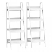 HOMCOM Set of 2, 4 Tier Ladder Shelf Bookcase, Multifunctional Display Rack