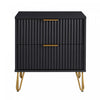 Dumbo Modern 20\" Fluted Nightstand in Black (2-Drawer) 