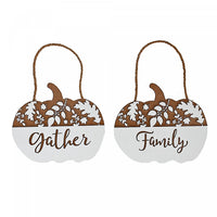 White Engraved Pumpkin Hanger - Set of 2