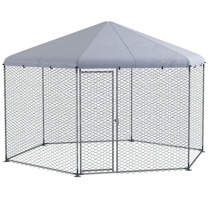 Pawhut 13.1' X 11.4' Chicken Coop, Large Chicken Run With Cover For Outdoor Backyard, Metal Poultry 