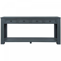 Gracie Solid Wood Console Table With Drawers And Shelf - Navy 