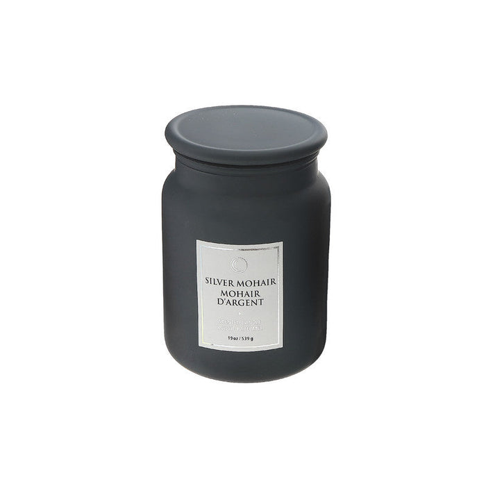 19 Oz Luxe Scented Candle with Glass Lid Silver Mohair - Set of 2