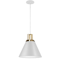 Dainolite Sonus 1 Light Pendant Matte White Aged Brass Accent Lamp