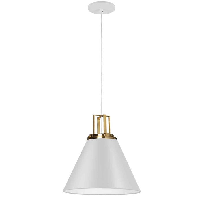Dainolite Sonus 1 Light Pendant Matte White Aged Brass Accent Lamp