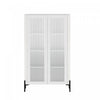Abbey Modern 32\" Tempered Glass Bookcase Cabinet in White (4-Shelf) 