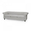 Colin Fabric 3 Seater Sofa With Tufted Back And Nailhead Trim - Grey 