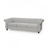 Colin Fabric 3 Seater Sofa With Tufted Back And Nailhead Trim - Grey 