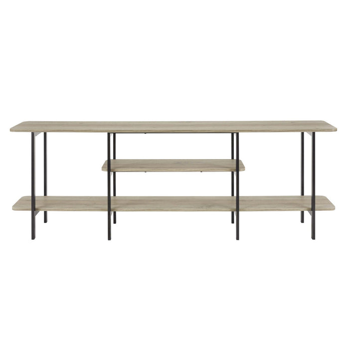 Celine Contemporary Modern 71\" Console Table in Rustic Gray (3-Shelf) 