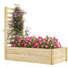 Outsunny 43" Raised Garden Bed Wooden, Planters Box With Trellis, Natural