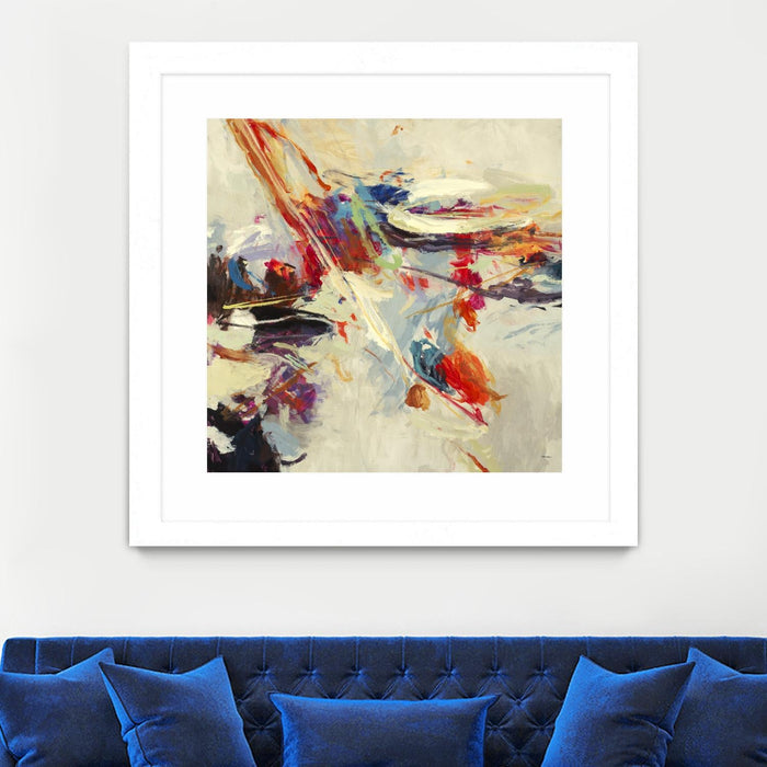 \"Positive Energy I\" Matted and Framed White 30x30 Wall Art