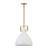 Dainolite Liberty 1 Light Pendant Aged Brass Matte White Metal Shade Lamp