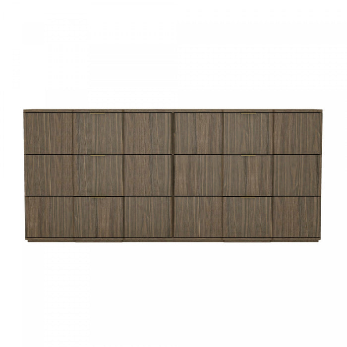 Clive Mid-Century Modern 72\" Dresser in Walnut Brown and Gold (6-Drawer) 