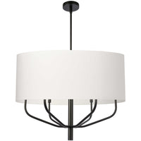 Dainolite Eleanor 6 Light Pendant Matte Black White Shade Lamp