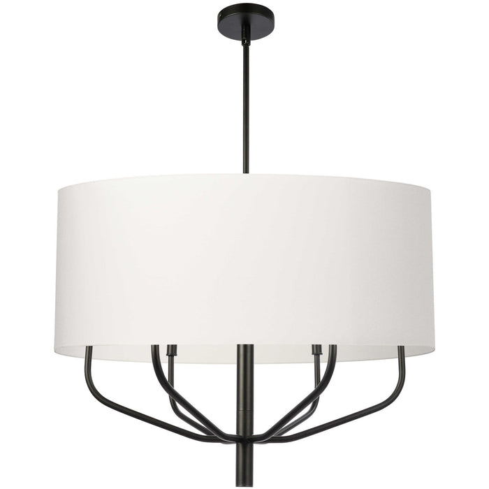 Dainolite Eleanor 6 Light Pendant Matte Black White Shade Lamp