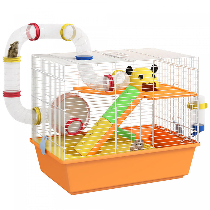 Pawhut Hamster Cage 3 Tiers Small Animal House For Dwarf Hamster Gerbil Cage With Complete Tunnels, 