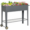 Outsunny 41\" X 15\" X 32\" Elevated Planter Box With Legs Raised Garden Bed Elevated With 2 Wheels, Bo