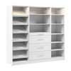 Bestar Florence 85\" Modular Reach-In/Walk-In Closet System with LED Lights, Drawers and Shoe Shelves