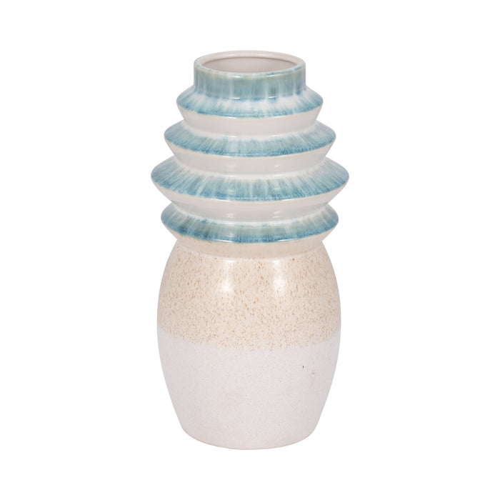 12\" Fluted Top Vase Reactive Finish - Multi-Colour 