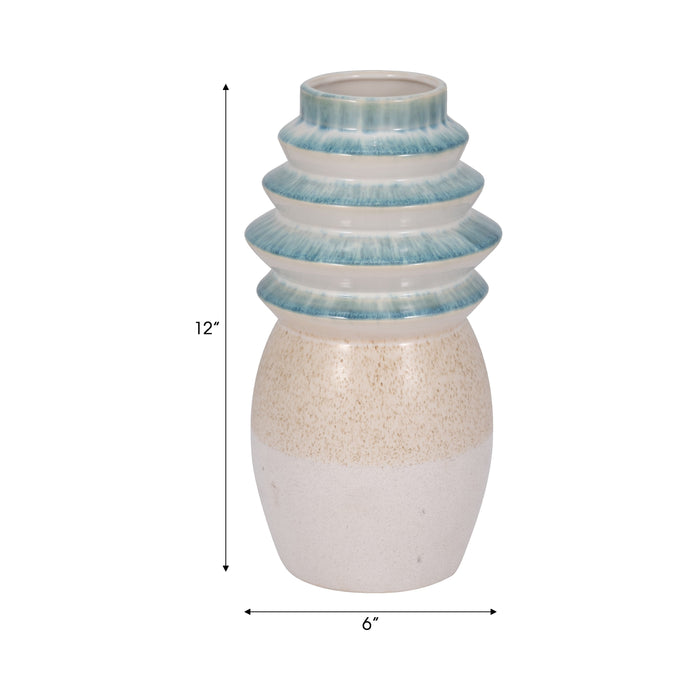 12\" Fluted Top Vase Reactive Finish - Multi-Colour 