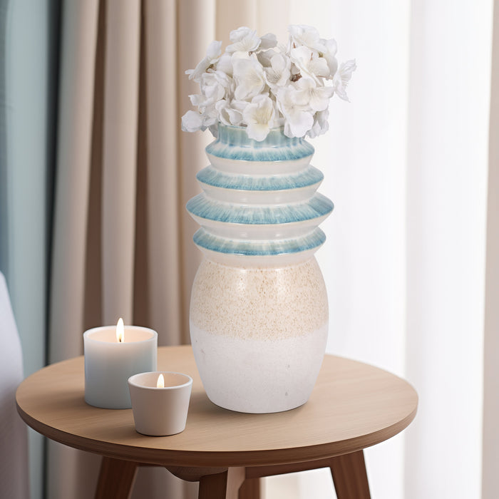 12\" Fluted Top Vase Reactive Finish - Multi-Colour 
