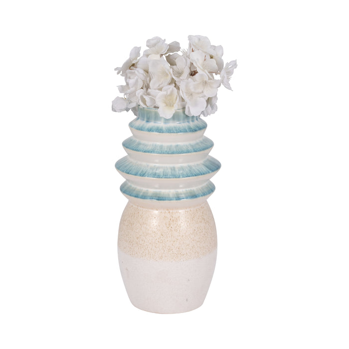 12\" Fluted Top Vase Reactive Finish - Multi-Colour 