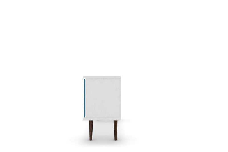Manhattan Comfort Liberty 53.14\" Mid-Century Modern TV Stand with 5 Shelves & 1 Door - White & Aqua 