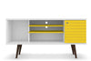 Manhattan Comfort Liberty 53.14\" Mid-Century Modern TV Stand with 5 Shelves & 1 Door - White & Rusti
