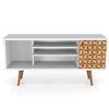 Manhattan Comfort Liberty 53.14\" Mid-Century Modern TV Stand with 5 Shelves & 1 Door - White