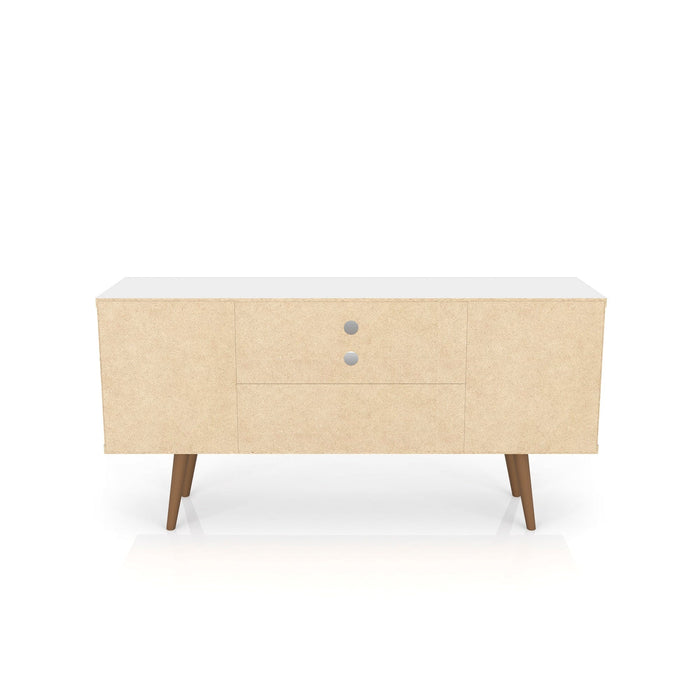 Manhattan Comfort Liberty 53.14\" Mid-Century Modern TV Stand with 5 Shelves & 1 Door - White