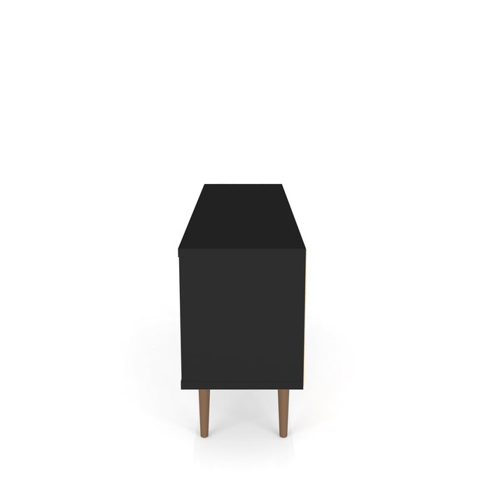 Manhattan Comfort Liberty 53.14\" Mid-Century Modern TV Stand with 5 Shelves & 1 Door - Black