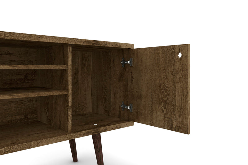 Manhattan Comfort Liberty 53.14\" Mid-Century Modern TV Stand with 5 Shelves & 1 Door - Rustic Brown 