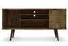 Manhattan Comfort Liberty 53.14\" Mid-Century Modern TV Stand with 5 Shelves & 1 Door - Rustic Brown 