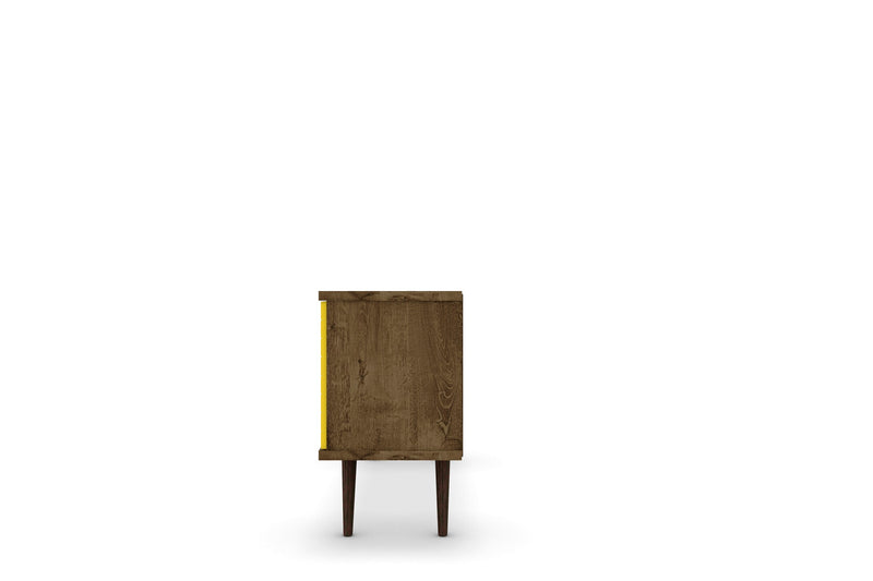 Manhattan Comfort Liberty 53.14\" Mid-Century Modern TV Stand with 5 Shelves & 1 Door - Rustic Brown 