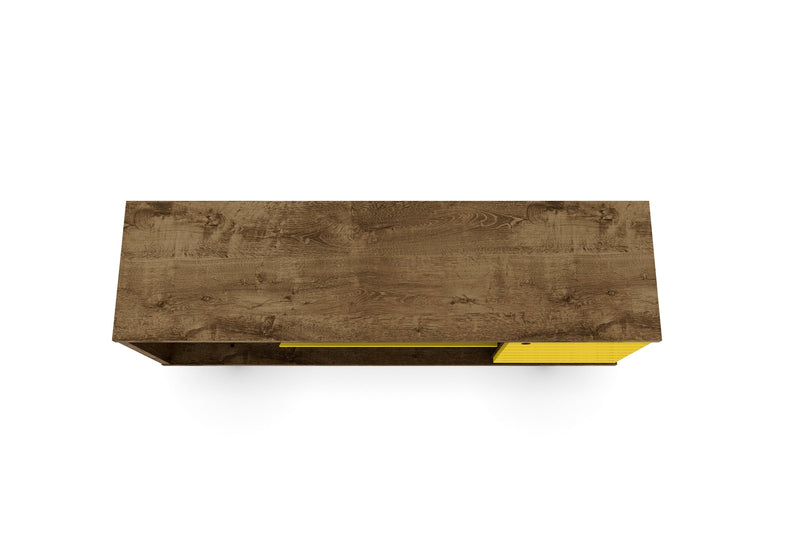 Manhattan Comfort Liberty 53.14\" Mid-Century Modern TV Stand with 5 Shelves & 1 Door - Rustic Brown 