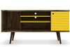 Manhattan Comfort Liberty 53.14\" Mid-Century Modern TV Stand with 5 Shelves & 1 Door - Rustic Brown 