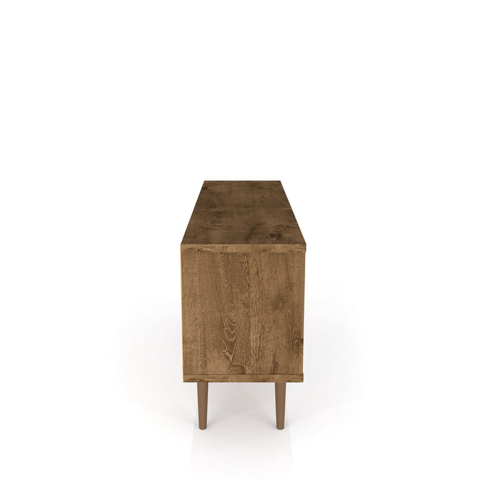 Manhattan Comfort Liberty 53.14\" Mid-Century Modern TV Stand with 5 Shelves & 1 Door - Brown