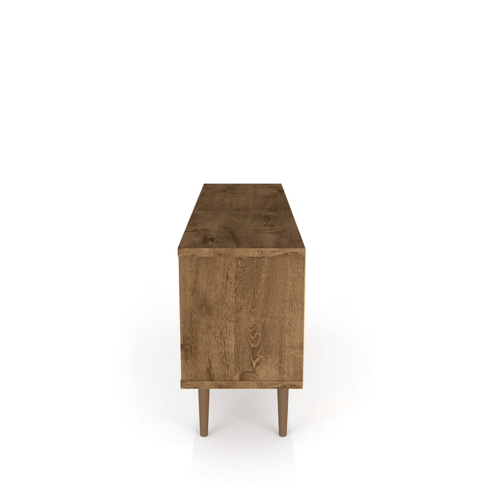 Manhattan Comfort Liberty 53.14\" Mid-Century Modern TV Stand with 5 Shelves & 1 Door - Brown