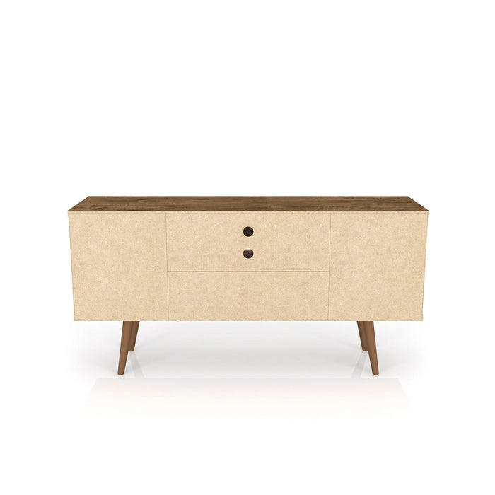Manhattan Comfort Liberty 53.14\" Mid-Century Modern TV Stand with 5 Shelves & 1 Door - Brown