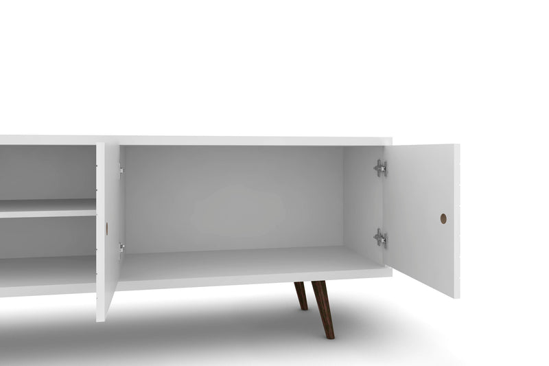 Manhattan Comfort Liberty 62.99\" Mid-Century Modern TV Stand with 3 Shelves & 2 Doors - White & Yellow